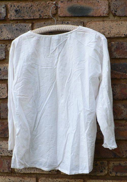Vintage Indian cotton top with long sleeves - Free size - white