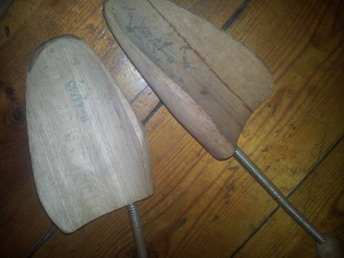 wooden shoe stretchers -one repaired - collectable