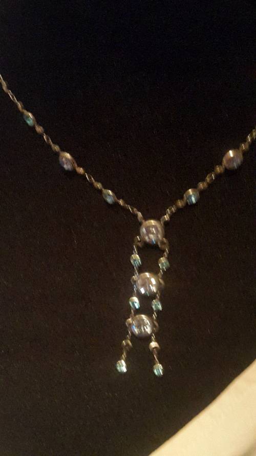 lovely blue and white stone costume necklace