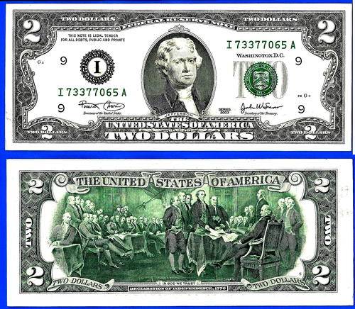 USA 2 Dollars 2003 Mint Minneapolis I9 Suffix A Prefix I Dollars United States of America