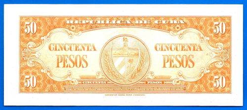 Cuba 50 Pesos 1958 UNC Iniguez Caribe Banknote