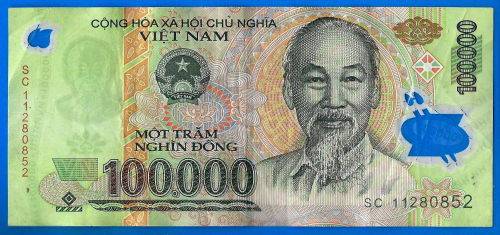 Vietnam 100000 Dong 2011 Prefix SC Boat Asia Polymer Banknote