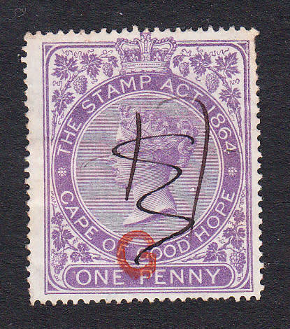 Griqualand West 1877 QV 1d lilac overprinted revenue , used          (BF 1 )