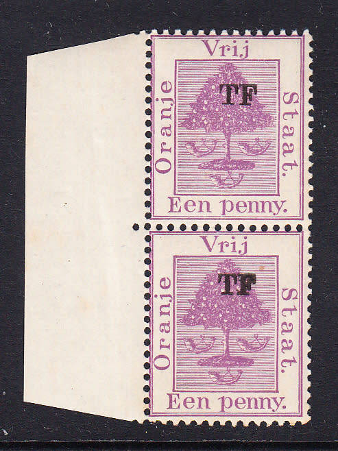 Orange Free State 1900 1d marginal TELEGRAPHS pair , MLH