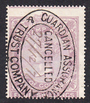 Cape of Good Hope 1865 QV 4s lilac revenue , used     (BF 23 )
