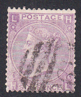 GB 1865-67 QV 6d lilac/mauve (Plate 6) , used           (SG 109 )