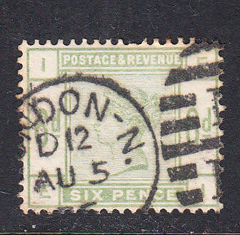 GB 1883-84 QV 6d dull green,  used            (SG 194)