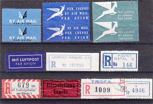 Postal labels and odds , used ( 12 scans )