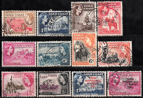 Gold Coast 1952-54 QE part sets , used (faults) (CV R218)