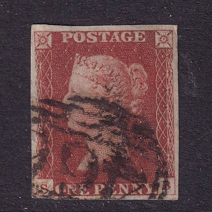 GB 1854-79 QV 1d Penny red imperforated  (W2), used