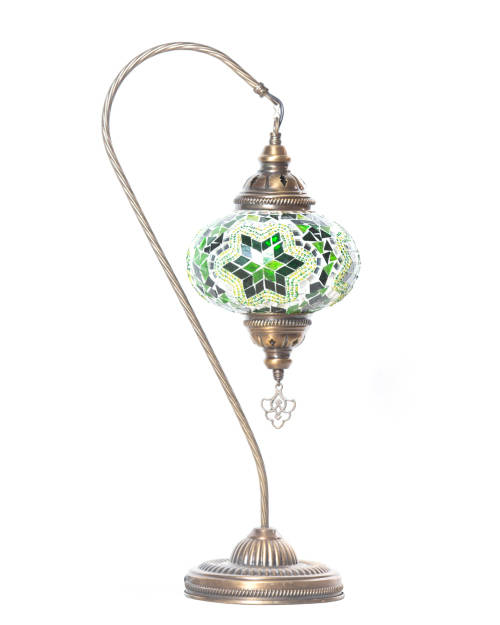 Dare to Be Epic: Turkish Handmade Mosaic Swan Neck Lamp Light - Green