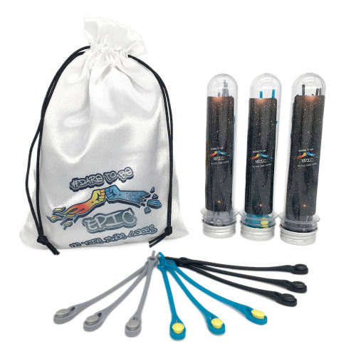 Dare to Be Epic No Tie Shoelaces Combo - Black, Blue, Grey