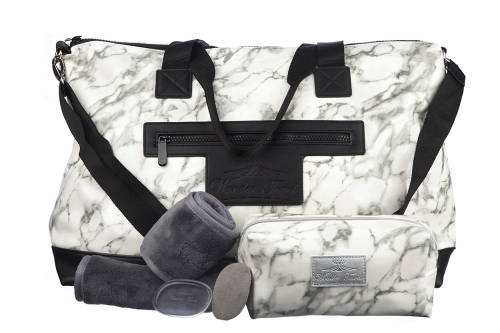 Wonder Towel White Marble Gym and Beauty Bag Collection Grey