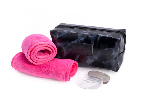 Wonder Towel Black Marble Gym and Beauty Bag Collection  Pink