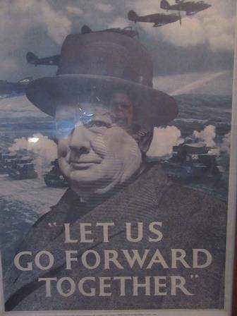 Vintage Winston Churchill Poster " Lets Go Forward Togeather"