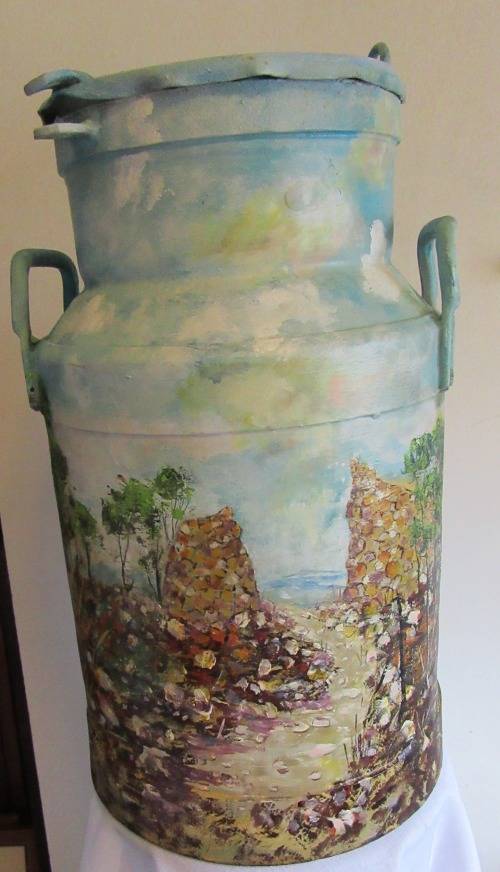 Stunning Large Vintage  Milk With Painted Nguni Cows