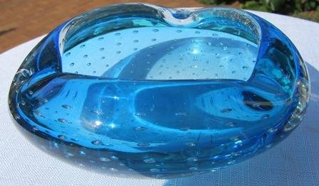 Vintage Murano Ashtray/Bowl Turqoise Bubble