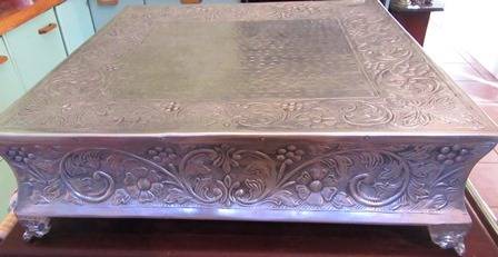 Gorgeous Large  White Metal Ornate  Cake Stand on Feet