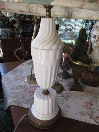 Pair of Milk Glass Table Lamps without Shades