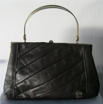 Pierre Cardin Vintage Brown Leather Satin  Lined Handbag