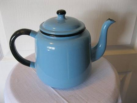Vintage Enamel Pale Blue Coffee Pot