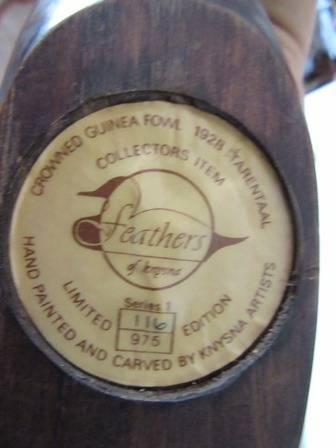 Feathers of knysna Crowned Guinea Fowl Limited Edition 116 of 975