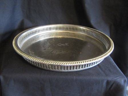 Round EPNS Gallery Tray Chased Design