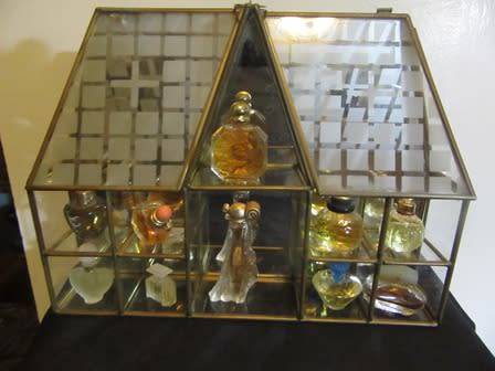 Glass House Printers Tray With Minature Perfume Bottles