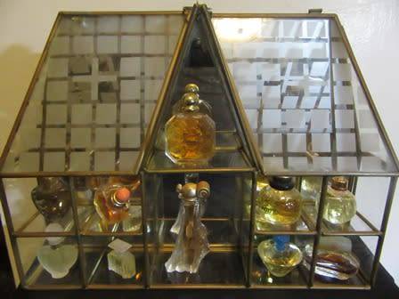Glass House Printers Tray With Minature Perfume Bottles