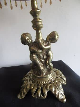 Solid Brass Cherub Lamp With Shade