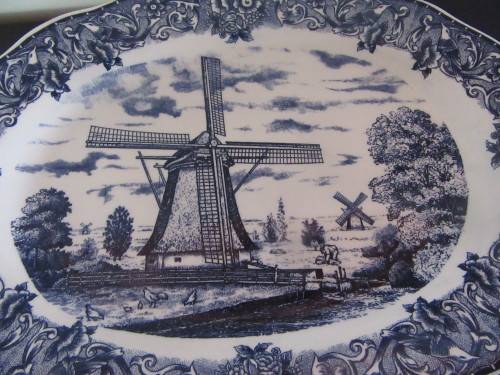 Genuine Staffordshire  Burslem England Blue & White Large Platter