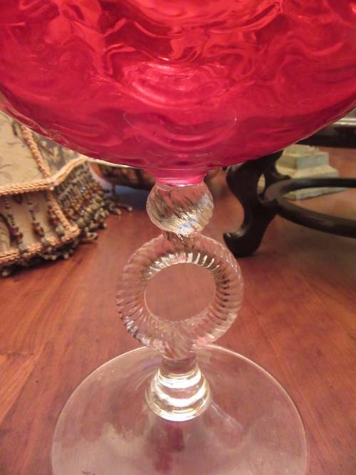 Retro Style Red Stemed Venetian Glass Vase