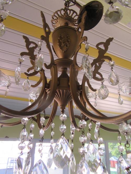 Vintage 8 Arm Crystal Chandelier