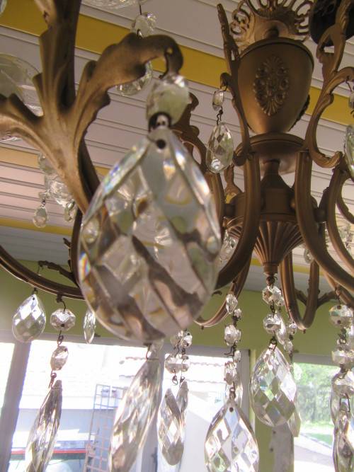 Vintage 8 Arm Crystal Chandelier