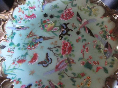 19th Centuary Ormolou Mounted Chinese Bowl Decorated with Flowers, Birds & Butterflies Backstamped