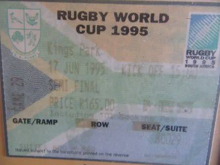 Rugby World Cup 1995 Framed Tickets- Relisted Due to Non Payment