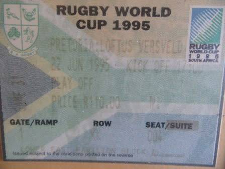 Rugby World Cup 1995 Framed Tickets- Relisted Due to Non Payment