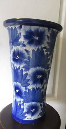 Blue and White Umbrella Stand
