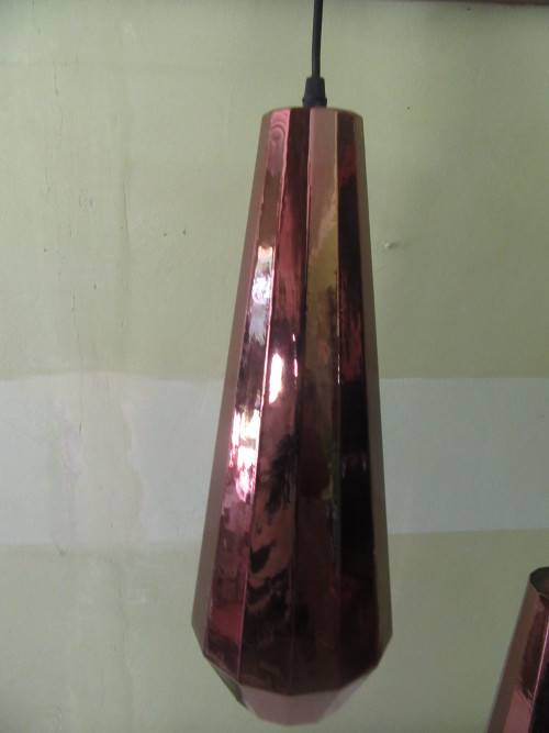 Pair of Copper Coloured Glass Ceiling Pendants