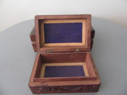 Pair of Rosewood Carved Boxes