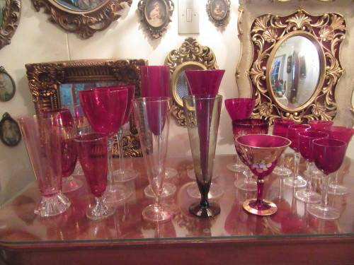 Selection of 21 Red Wine , sherry Glasses and Flutes