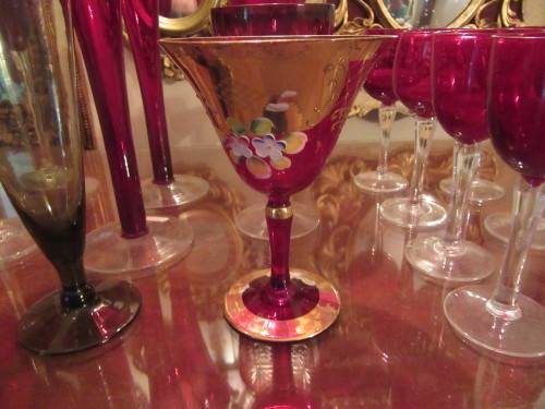 Selection of 21 Red Wine , sherry Glasses and Flutes