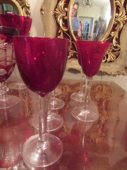 Selection of 21 Red Wine , sherry Glasses and Flutes