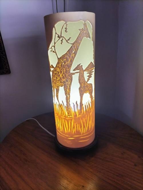 Giraffe Cylinder Lamp made in Zimbabwe
