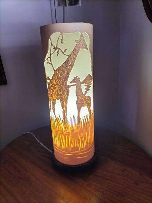 Giraffe Cylinder Lamp made in Zimbabwe