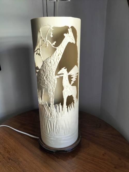 Giraffe Cylinder Lamp made in Zimbabwe