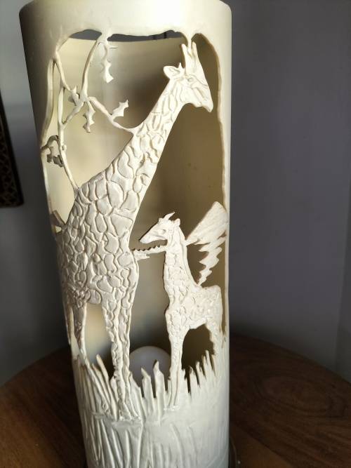 Giraffe Cylinder Lamp made in Zimbabwe