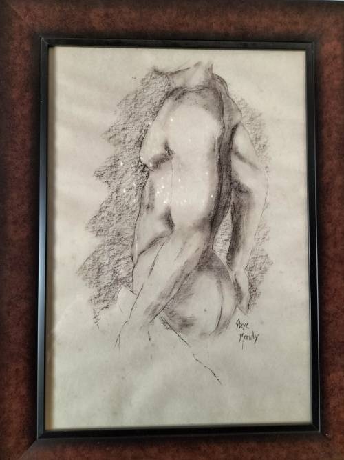 Steve Mandy Nude Charcoal Drawing