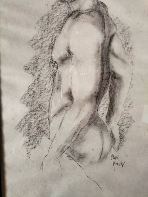 Steve Mandy Nude Charcoal Drawing