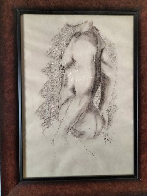 Steve Mandy Nude Charcoal Drawing
